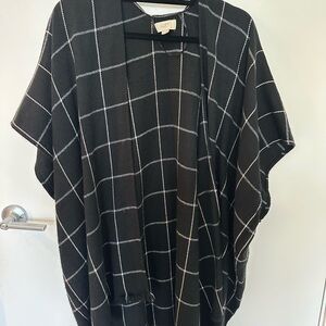 LOFT Charcoal and Ivory Checkered Wrap